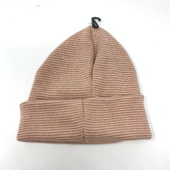 Sole Society Beanie Hat Unisex Blush Pink Knitted Folded Winter NEW - Picture 3 of 3